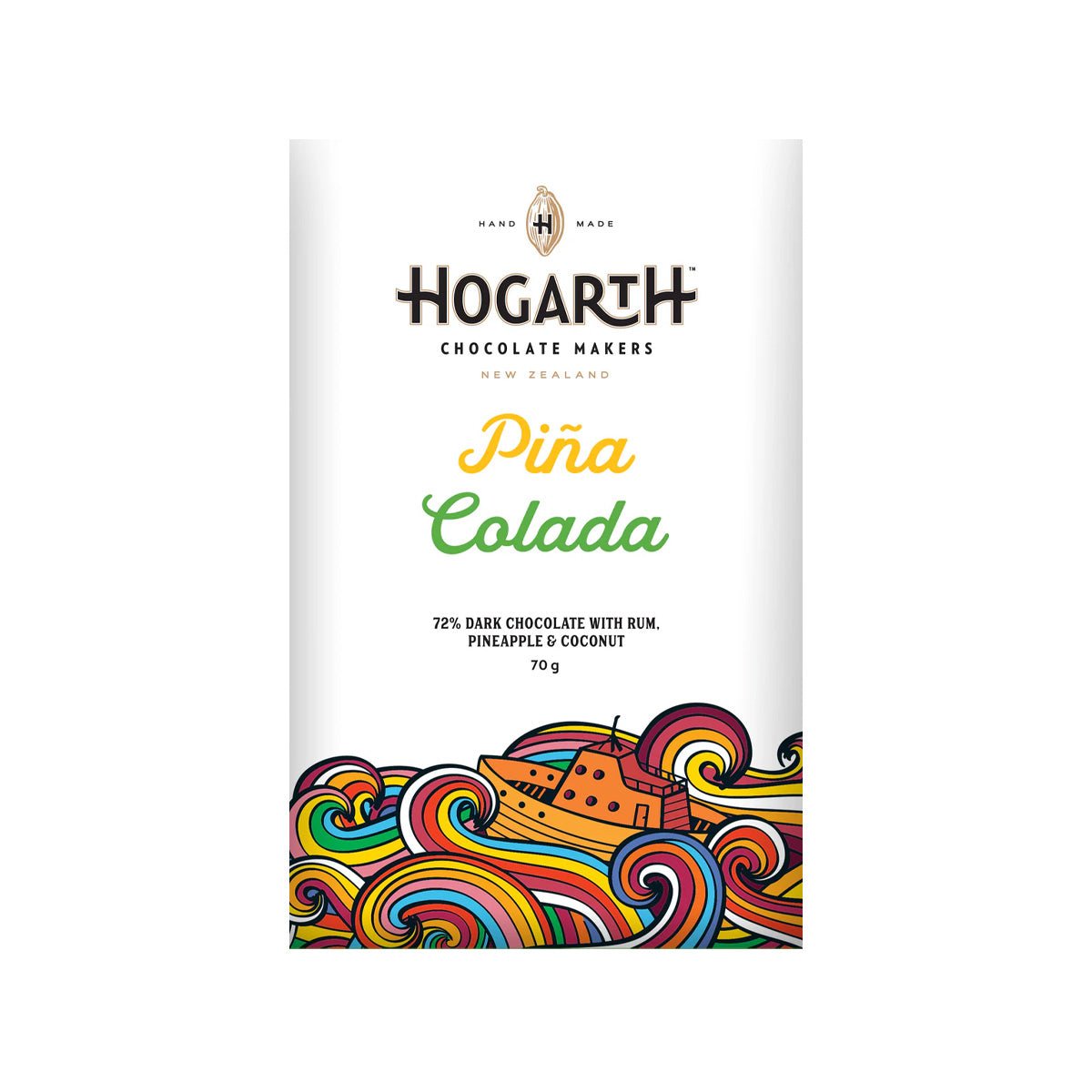 Hogarth Piña Colada 72% Single Estate Dark Chocolate Bar - 70g