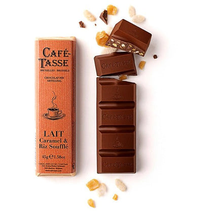 Cafe-Tasse Lait Caramel & Riz Soufflé 38% Milk Chocolate & Rice Souffle Bar - 45g