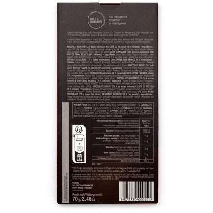 Michel Cluizel Café BIO 70% Single Origin Dark Chocolate & Coffee Bar - 70g