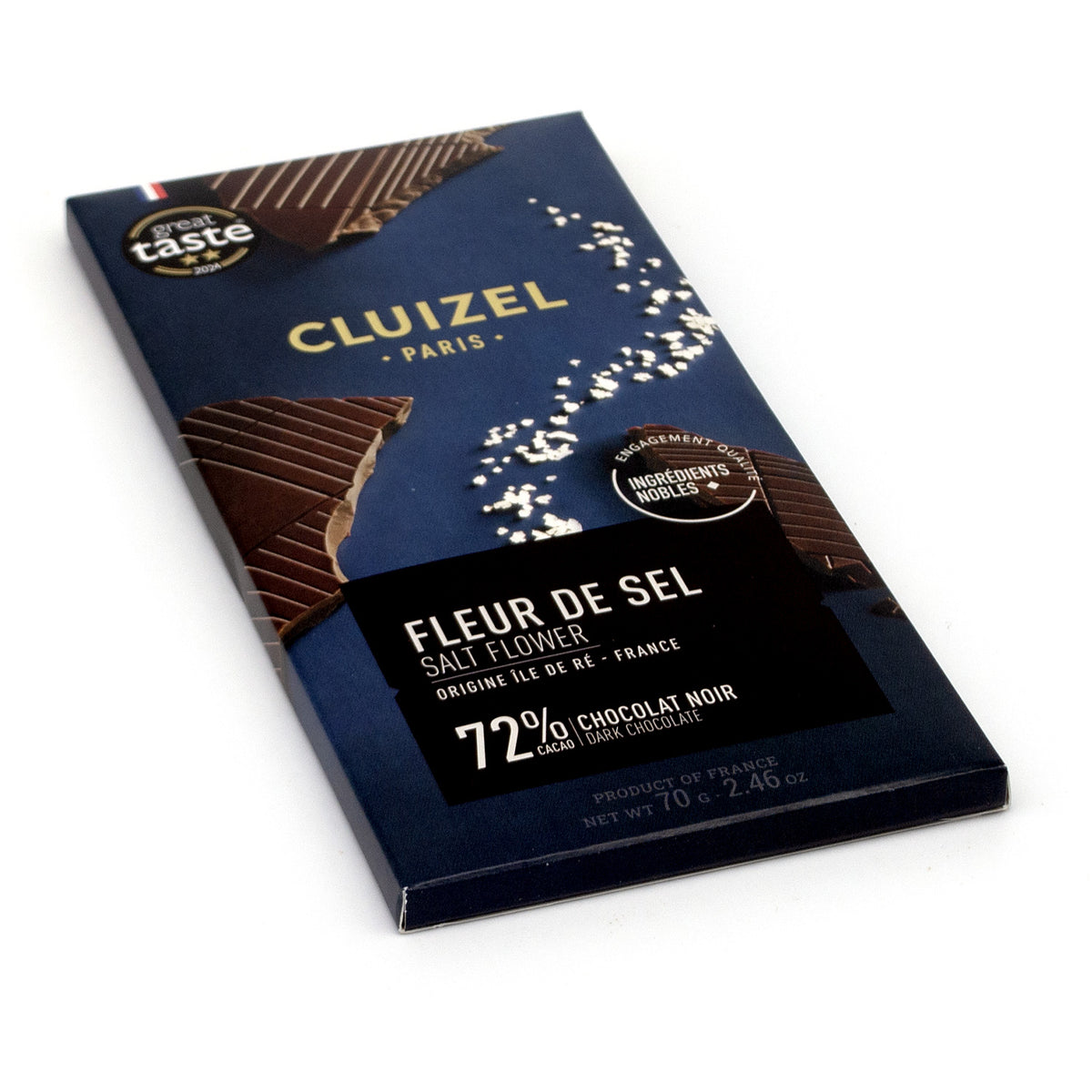 Michel Cluizel Noir Fleur De Sel 72% Dark Chocolate & Sea Salt Bar - 70g