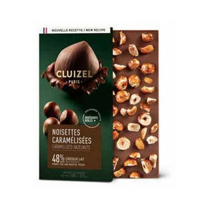 Michel Cluizel Noisettes Caramelisees 48% Single Origin Milk Chocolate with Hazelnuts Bar - 100g