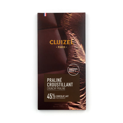 Chocolate bar packaging with 'Cluizel' branding on a white background