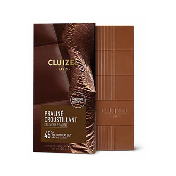 Michel Cluizel Praline Croustillant 45% Milk Chocolate Bar - 100g (Past Date)