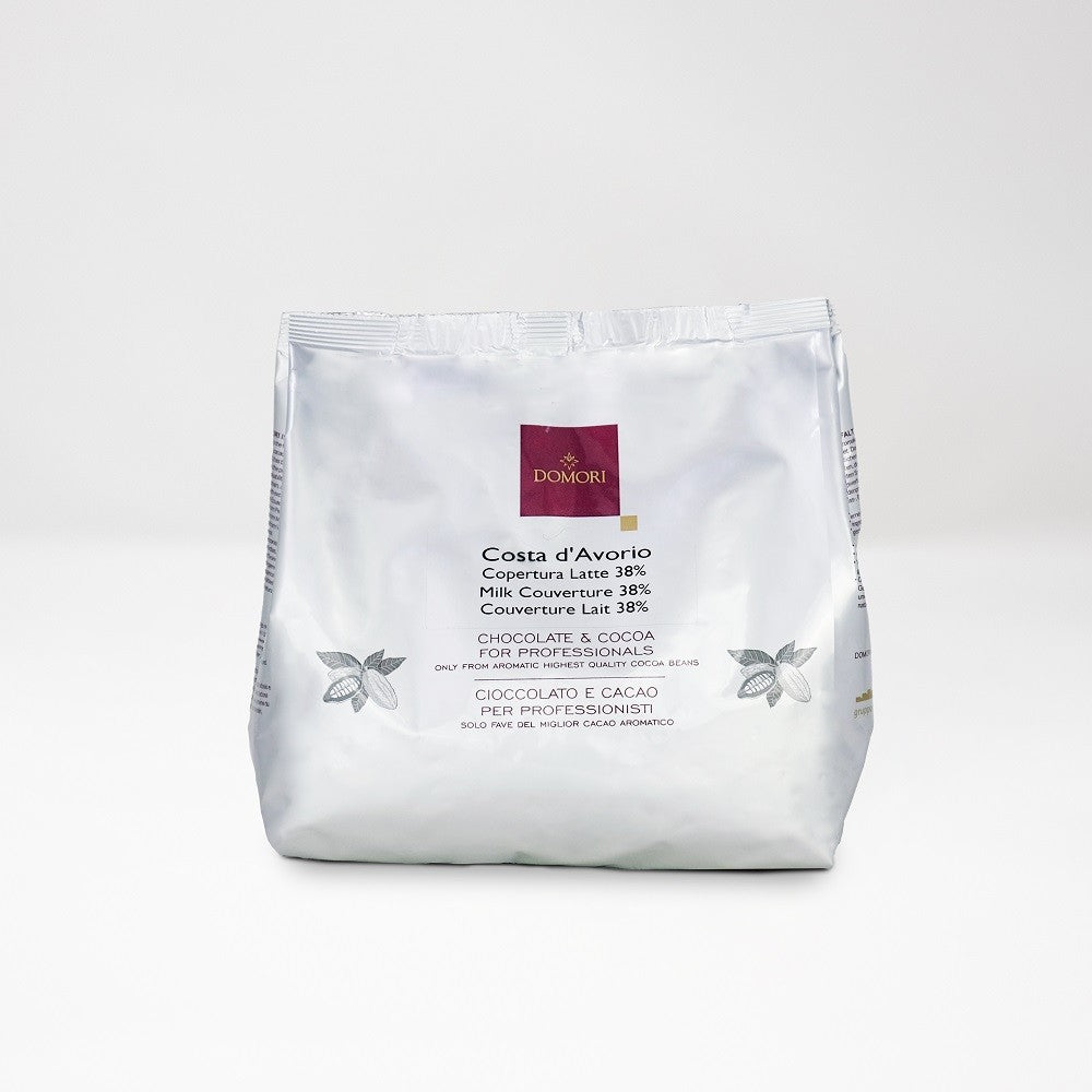 Domori Costa d'Avorio 38% Single Origin Milk Chocolate Couverture Discs - 1 kg