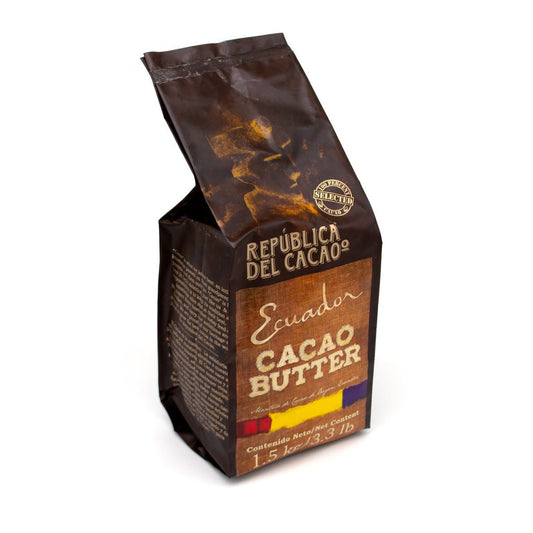 Bag of Republica del Cacao Ecuador Cacao Butter on a white background