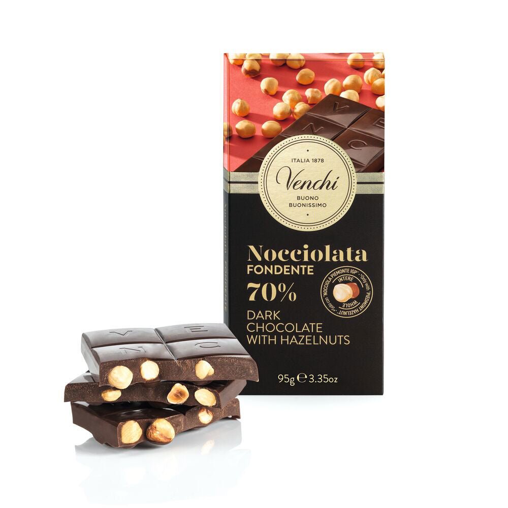 Venchi Nocciolata Fondente 70% Dark Chocolate & Whole Hazelnuts Bar - 95g