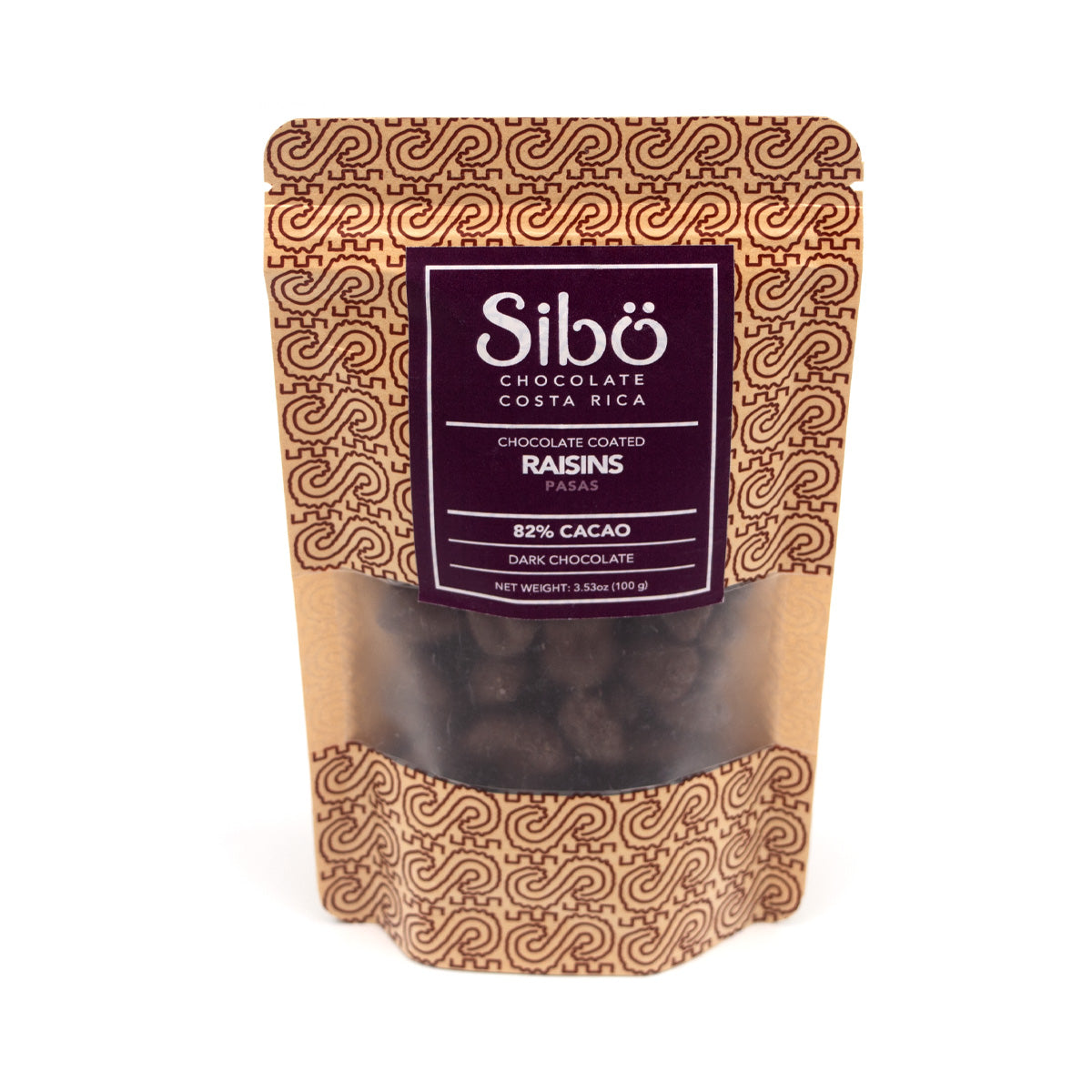 Sibo Raisins Covered in 82% Single Origin Dark Chocolate Pouch - 100g