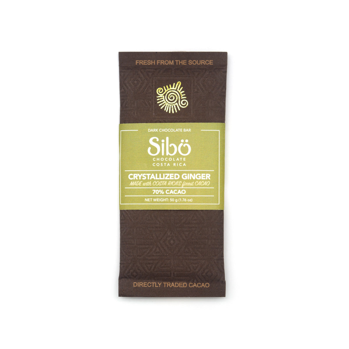 Sibu Crystallized Ginger 70% Single Origin Dark Chocolate Bar - 50g