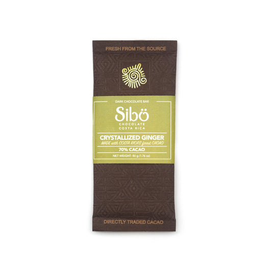 Sibu Crystallized Ginger 70% Single Origin Dark Chocolate Bar - 50g