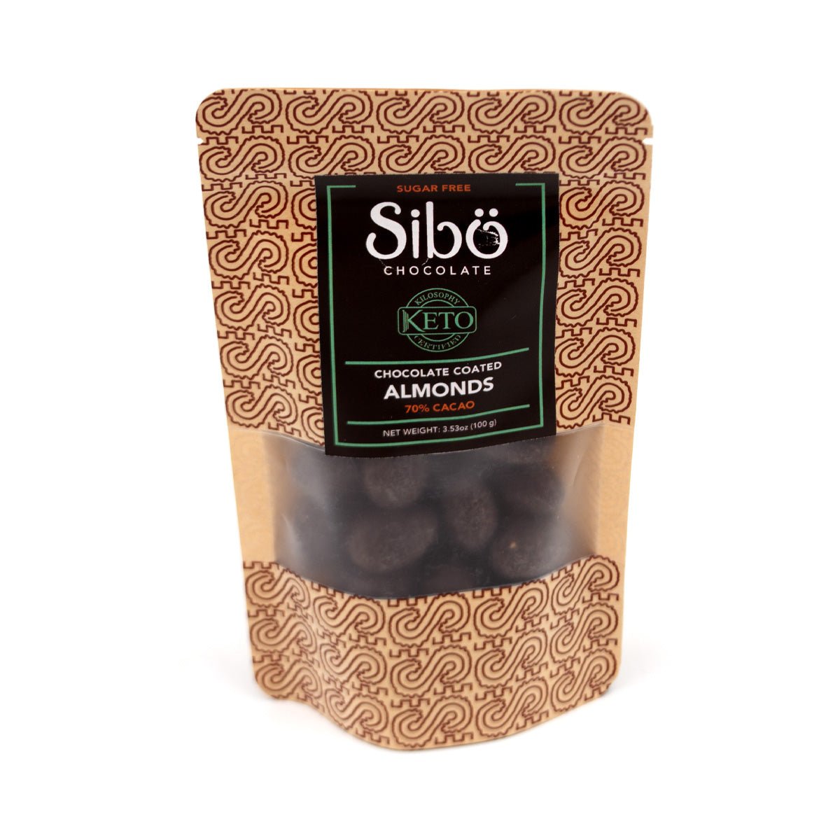 Sibu Keto Sugar-Free 70% Dark Chocolate Covered Almonds Pouch - 100g