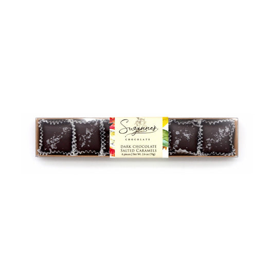 Suzanne's Chocolate 61% Dark Salted-Caramels Box - 6 -pc - 70g