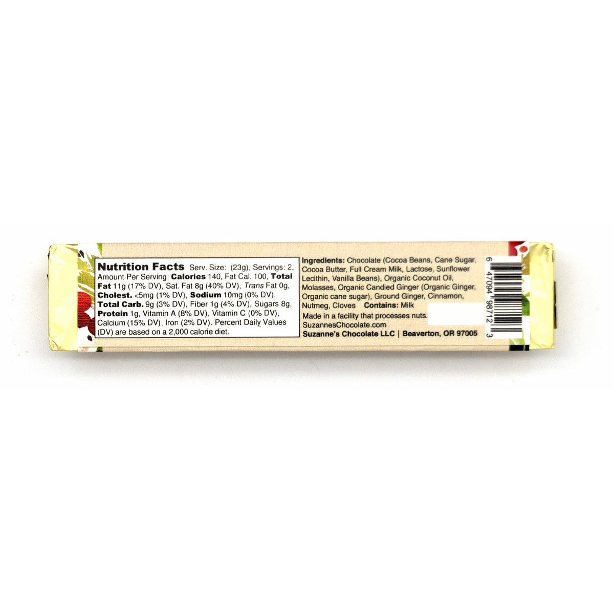 Suzanne's Chocolate Iced Gingerbread Milk Chocolate Bar - 45g