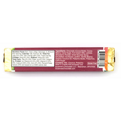 Suzanne's Chocolate Strawberry Pistachio 61% Dark Chocolate Bar - 45g
