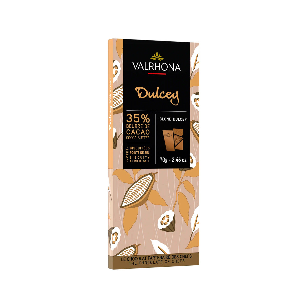 Valrhona Blond Dulcey 35% White Chocolate Bar - 70g