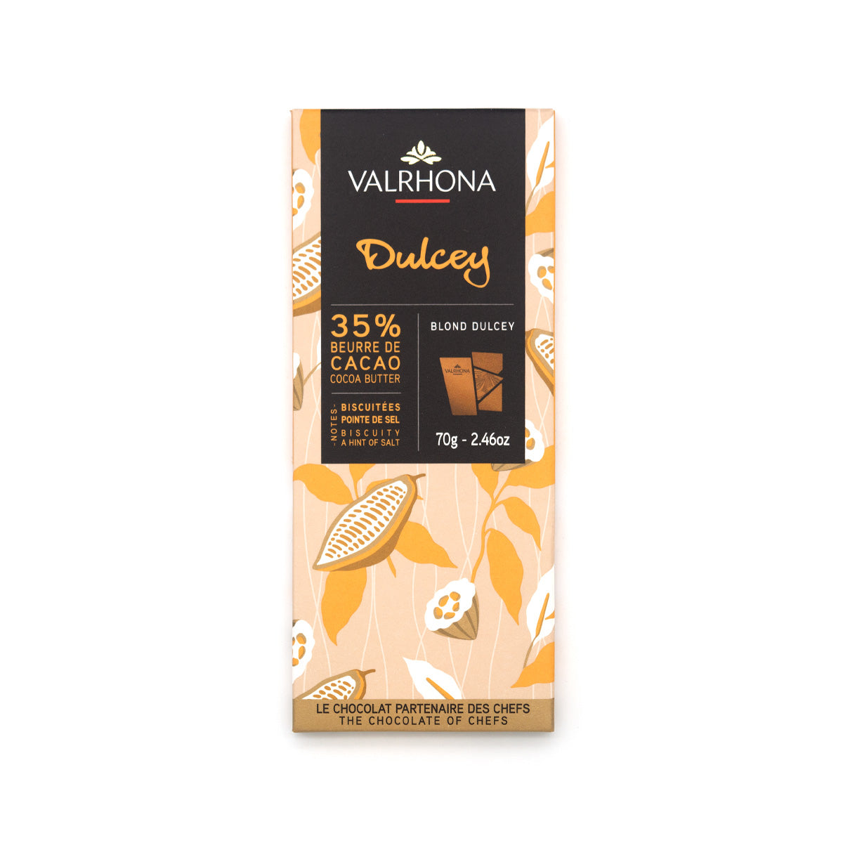 Valrhona Blond Dulcey 35% White Chocolate Bar - 70g