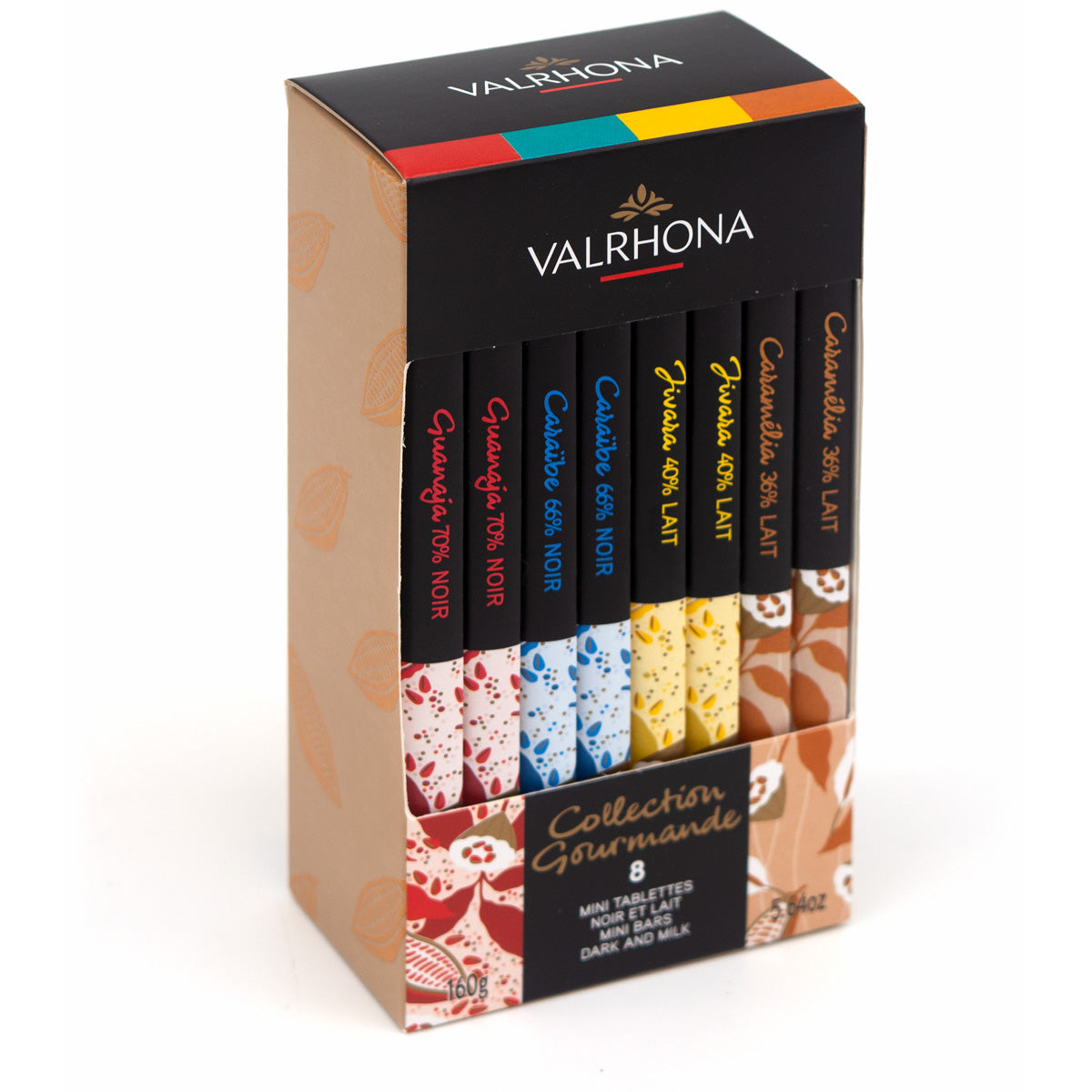 Valrhona Collection Gourmande Dark and Milk Chocolate Mini-Bars Gift Box - 8-pc - 160g