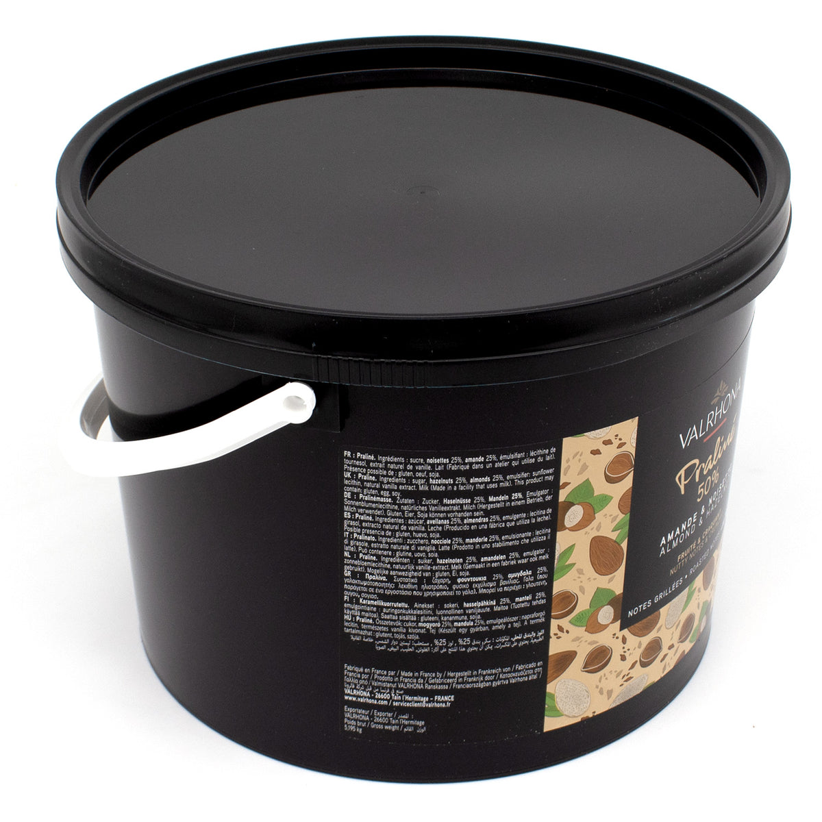 Valrhona Crunchy 50% Amande Noisette Praliné Paste Pail - 5 kg