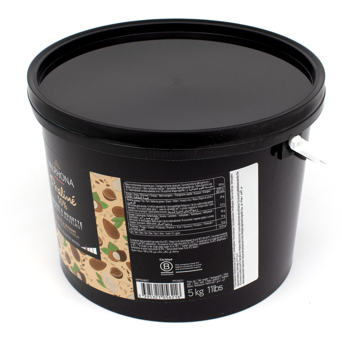 Valrhona Crunchy 50% Amande Noisette Praliné Paste Pail - 5 kg