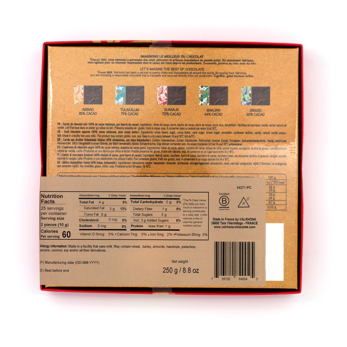 Valrhona Intense Dark Chocolate 50 Napolitains Gift Box - 250g