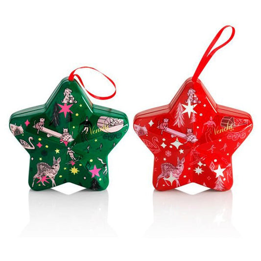 Venchi Anna Higgie Star Metal Tin with Milk & Dark Chocolate Comets- 3 pc - 37g