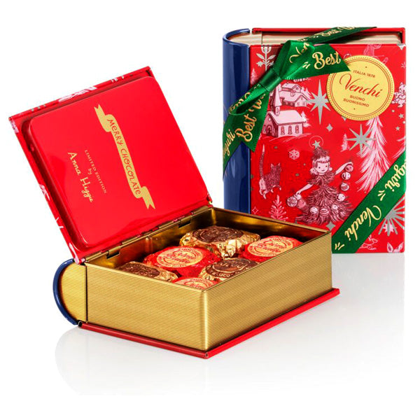 Venchi Anna Higgie Metal Mini-Book with Chocoviar Creme Brulee & Creme Cacao - 6 pc - 118g