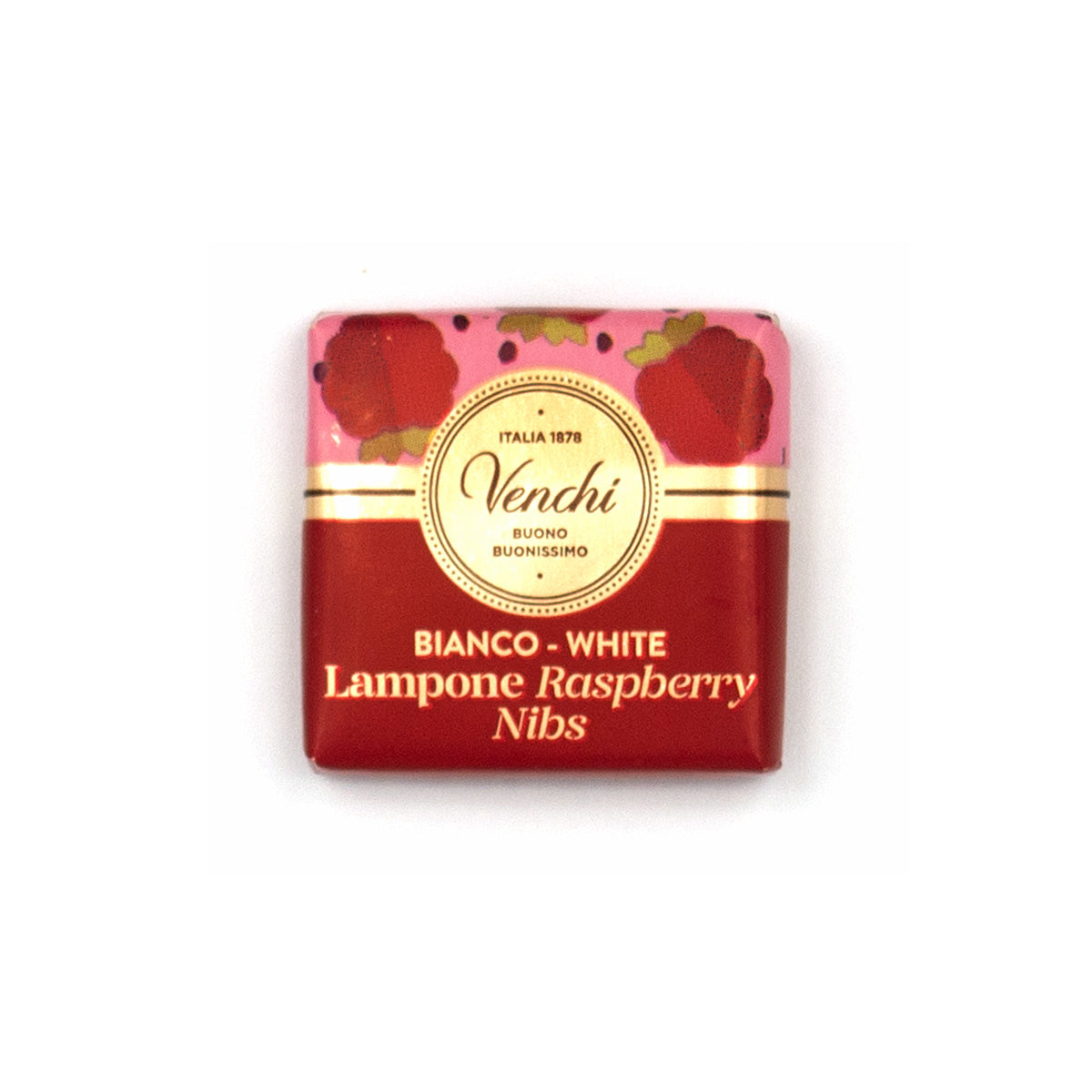 Venchi Bianco Lampone 31% White Chocolate with Raspberry & Nibs Napolitains