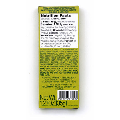 Venchi Chocopistacchio Pistachio White Chocolate & Biscuit Mini-Bars - 35g