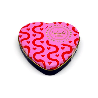 Venchi Heart Shaped Metal Valentines Tin with Heart Shaped Chocolates - 6 pc - 48g