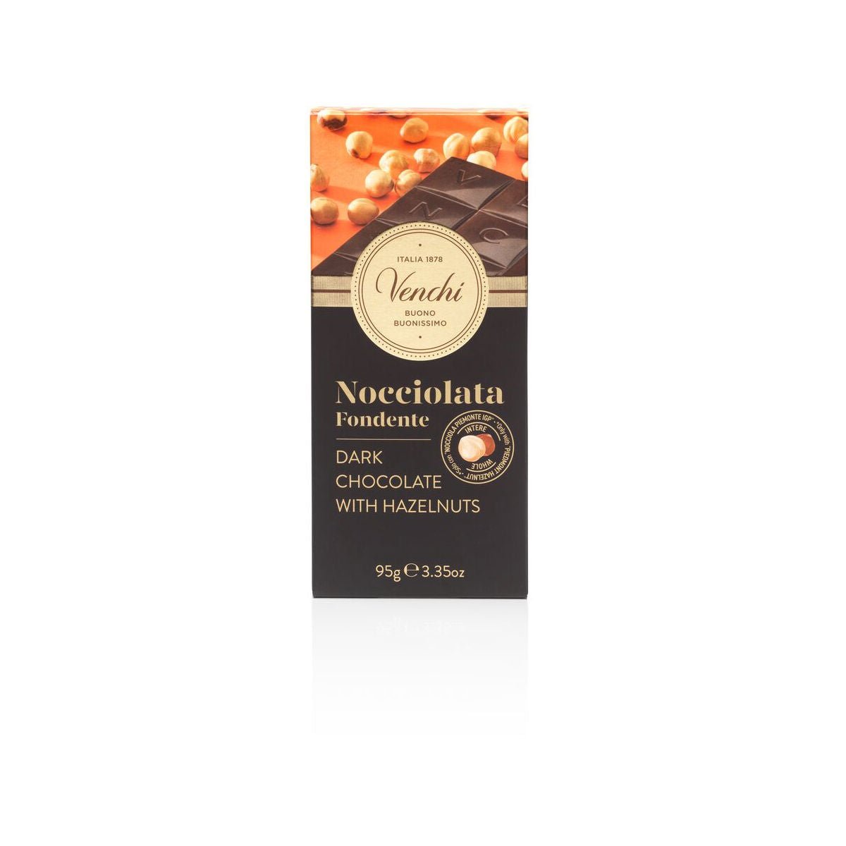 Venchi Nocciolata Fondente 60% Dark Chocolate & Hazelnuts Bar - 95g