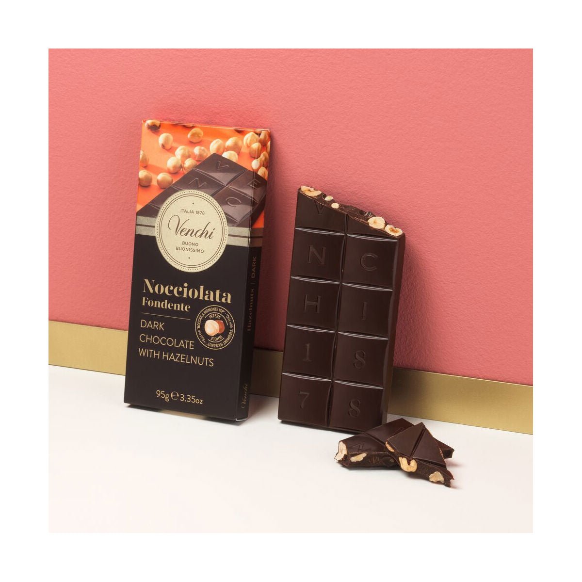 Venchi Nocciolata Fondente 60% Dark Chocolate & Hazelnuts Bar - 95g