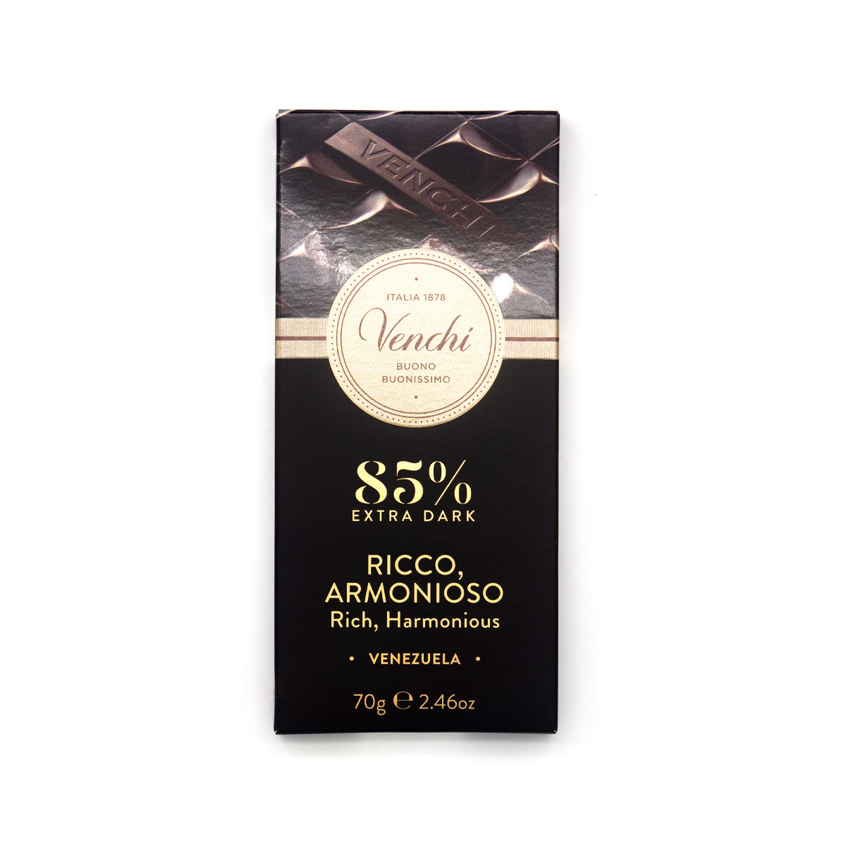 Venchi Ricco Armonioso 85% Extra Dark Chocolate Bar - 70g