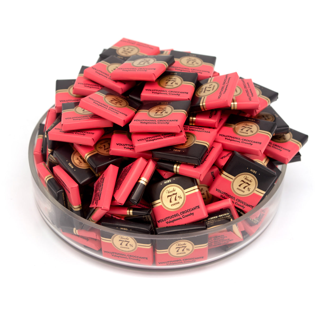 Venchi Voluttoso Croccante 77% Dark Chocolate with Nibs Napolitains
