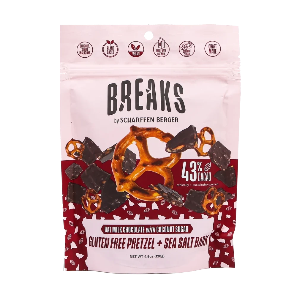Scharffen Berger 43% Oat Milk Chocolate with Coconut Sugar and Pretzels Bark Pouch - 128g