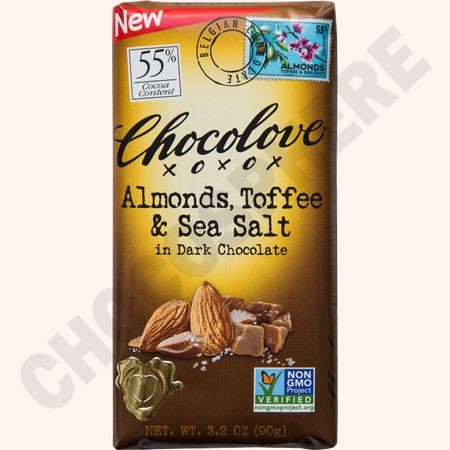 Almonds, Toffee & Sea Salt 55% Dark Chocolate Bar - 90 g