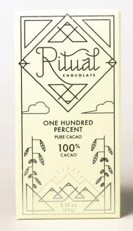 Ritual Chocolate One Hundred Percent 100% Dark Chocolate Bar - 60 grams