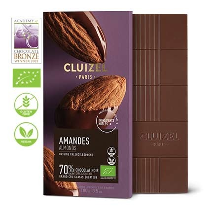 Guayas Ecuador 72% Dark Chocolate with Almonds Bar - 100g