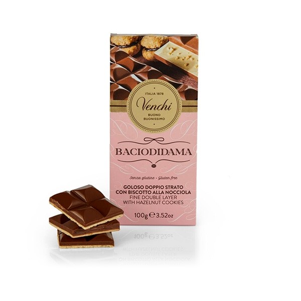 Venchi Baciodidama Hazelnut Cookie in 42% Milk Chocolate Gianduia Bar - 100 grams 116259