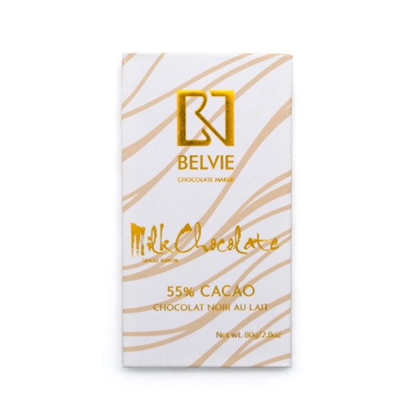 Belvie Au Lait 55% Single Origin Milk Chocolate Bar - 80 grams 