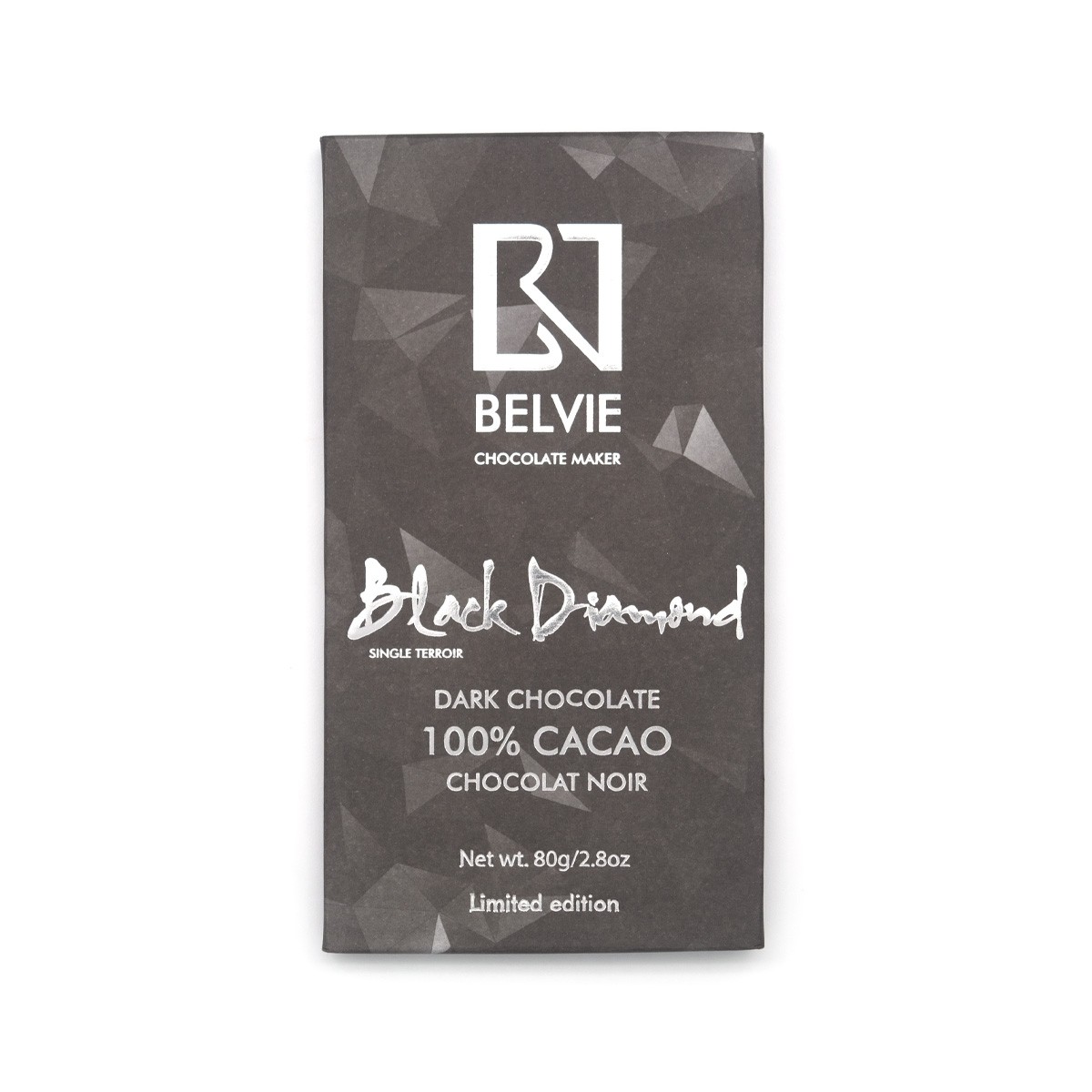 Belvie Black Diamond 100% Single Origin Dark Chocolate Bar - 80 grams