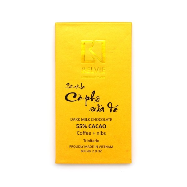 Belvie Dark Milk Chocolate with Coffee & Nibs Bar - 80 grams