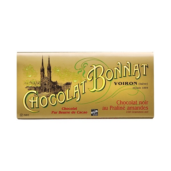 Bonnat 65% Dark Chocolate Almond Praline Bar - 100 grams