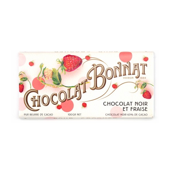 Bonnat Chocolat Noir Et Fraise 65% Dark Chocolate & Strawberry Fondant Bar - 100 grams