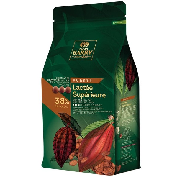 Cacao Barry Lactee Superieure Pistoles 38% Milk Chocolate Discs - 5 kg CHM-O38LSUP-US-U77