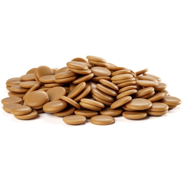 Cacao Barry Zephyr Caramel Pistoles 35% White Chocolate Discs - 1 kg CHK-N35ZECA-2B-U75