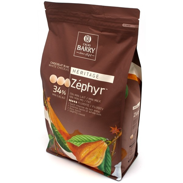 Cacao Barry Zephyr Pistoles 34% White Chocolate Discs 5 kg CHW-N34ZEPH-US-U77