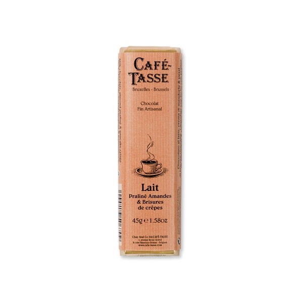 Cafe-Tasse Almond Praline & Crispy Crepe in 38% Milk Chocolate Bar - 45 grams 7067D