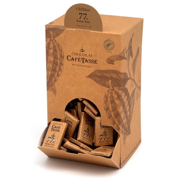 Cafe-Tasse Extra Noir 77% Extra Dark Chocolate Mini-Bars Bulk Box - 1.5 kg 8003