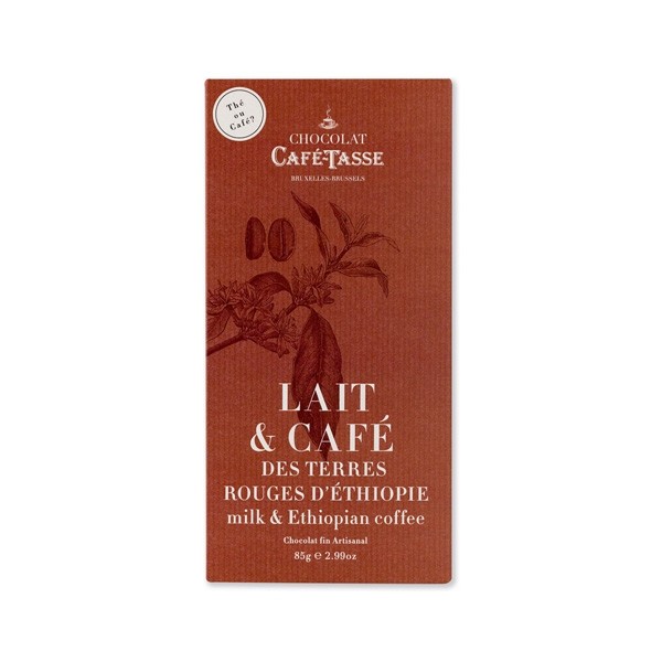 Cafe-Tasse Lait & Cafe Rouges d'Ethiopie 38% Milk Chocolate & Coffee Tablet - 85 grams 5173D