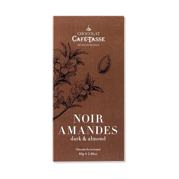 Cafe-Tasse Noir Amandes 60% Dark Chocolate & Almonds Tablet - 85 grams 5072D
