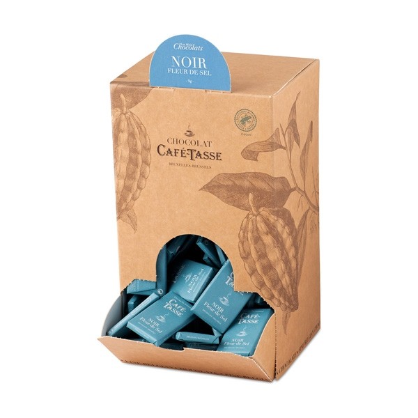 Cafe-Tasse Noir Fleur De Sel 60% Dark Chocolate & Sea Salt Mini-Bars Box - 1.5 kg 8019